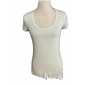 kimberly ovitz Womens Solid Light Green Short Sleeve Scoop  Top T Shirt Small